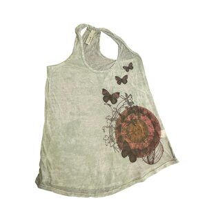 Loveappella Butterfly Print Sleeveless Tank Top XS 50% Cotton 50% Polyester